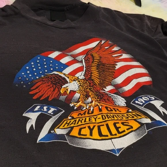SALE! RARE! 3D Emblem Vintage Harley-Davidson Eagle Landing Shirt Sz.m (X-67) - Picture 9 of 9